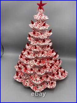 Vintage Arnel's Ceramic Christmas Tree Candy Cane Red 14 No Base