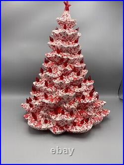 Vintage Arnel's Ceramic Christmas Tree Candy Cane Red 14 No Base