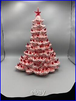 Vintage Arnel's Ceramic Christmas Tree Candy Cane Red 14 No Base