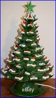 Vintage Arnels Ceramic Christmas Tree Lights Turtle Doves Star Flocked Free Ship