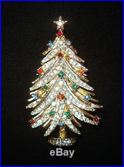 Vintage Art Co. Arthur Pepper Signed Rhinestones Christmas Tree Pin Book Piece