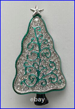 Vintage Art Deco Christmas Tree Pin Brooch Lia Rhinestones Enamel Book Piece Htf