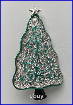 Vintage Art Deco Christmas Tree Pin Brooch Lia Rhinestones Enamel Book Piece Htf