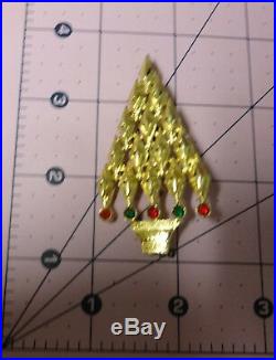 Vintage Art Deco Signed Tancer II Rhinestone Gold Tone Christmas Tree Pin Brooch