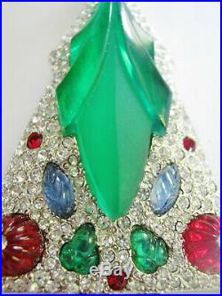 Vintage Art Deco Tutti Frutti Jeweled Christmas Tree Pin, Book Cover! Inc Book