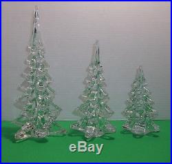 Vintage Art Glass CHRISTMAS TREE 10.75 8 6 CRYSTAL CLEAR Evergreens