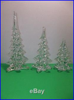 Vintage Art Glass CHRISTMAS TREE 10.75 8 6 CRYSTAL CLEAR Evergreens