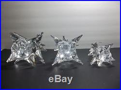 Vintage Art Glass CHRISTMAS TREE Crystal Clear 10 8 6 Set Of 3 Evergreens