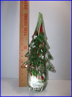 Vintage Art Glass CHRISTMAS TREE Green RED White 12.5 Evergreen 6.5 POUNDS