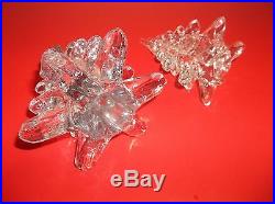 Vintage Art Glass CHRISTMAS TREE Set Of 2 TWISTED TOP CRYSTAL CLEAR 8 6