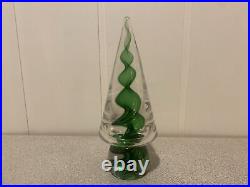 Vintage Art Glass Murano Adventurine Swirl Christmas Tree Paperweight Figure