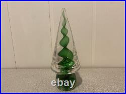 Vintage Art Glass Murano Adventurine Swirl Christmas Tree Paperweight Figure