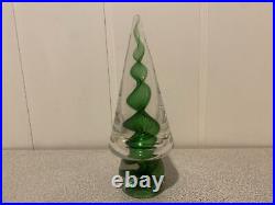 Vintage Art Glass Murano Adventurine Swirl Christmas Tree Paperweight Figure