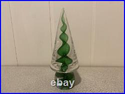 Vintage Art Glass Murano Adventurine Swirl Christmas Tree Paperweight Figure