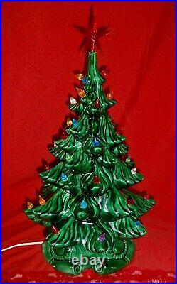 Vintage Atlanta Mold 1970's Ceramic Christmas Tree 19 Multi Colored Lights