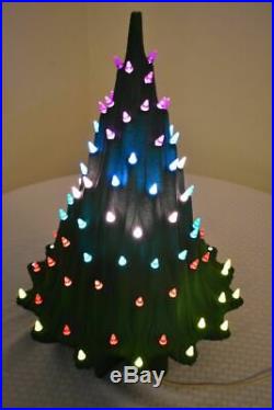 Vintage Atlantic Lava Mold Ceramic Christmas Tree Lighted Star Base Decoration