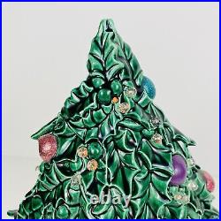 Vintage Atlantic Mold 15 Ceramic Christmas Tree Lighted Rare Mistletoe & Holly