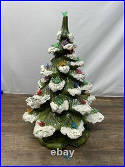 Vintage Atlantic Mold 16.5 Bird Lighted Ceramic Christmas Tree With Base 1979