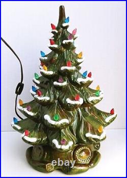 Vintage Atlantic Mold 16 Ceramic Christmas Tree Scroll Base Flocked Lights