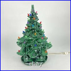 Vintage Atlantic Mold 16 Lighted Ceramic Christmas Tree Scroll Base 1970s