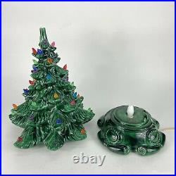 Vintage Atlantic Mold 16 Lighted Ceramic Christmas Tree Scroll Base 1970s