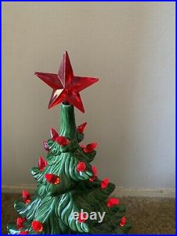 Vintage Atlantic Mold 16 Lighted Ceramic Christmas Tree With Scroll Base 1970s