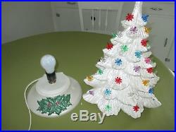 Vintage Atlantic Mold 16 White Iridescent Pearl Ceramic Christmas Tree WithBulbs
