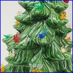 Vintage Atlantic Mold 17 Lighted Ceramic Christmas Tree, Base & Bird Bulbs READ