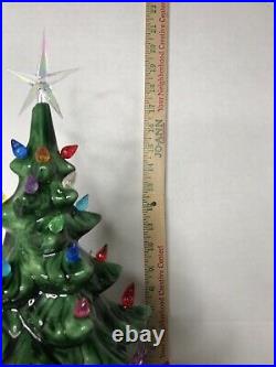 Vintage Atlantic Mold 17 Lighted Ceramic Christmas Tree With Scroll Base 1970s