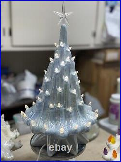 Vintage Atlantic Mold 17 White Lighted Ceramic Christmas Tree, 1975