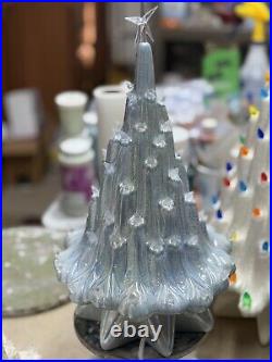 Vintage Atlantic Mold 17 White Lighted Ceramic Christmas Tree, 1975