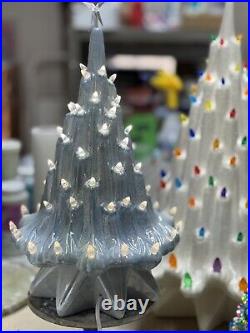 Vintage Atlantic Mold 17 White Lighted Ceramic Christmas Tree, 1975