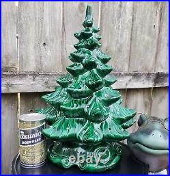 Vintage Atlantic Mold 18½ Ceramic Christmas Tree Lights Birds Holly Berries