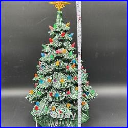 Vintage Atlantic Mold 18 Lighted Ceramic Christmas Trees WithBulbs Star Topper