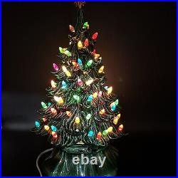 Vintage Atlantic Mold 18 Lighted Ceramic Christmas Trees WithBulbs Star Topper