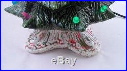 Vintage Atlantic Mold 20 Tall Lighted Ceramic Christmas Tree & Drip Glaze Base