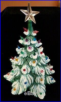 Vintage Atlantic Mold 23 Ceramic 3 Piece Snow Flocked Christmas Tree Instruction