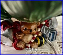 Vintage Atlantic Mold 23 Ceramic Christmas Tree Green Lighted Present Base