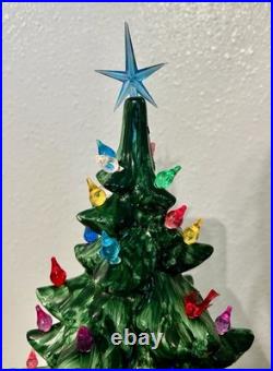 Vintage Atlantic Mold 23 Ceramic Christmas Tree Green Lighted Present Base