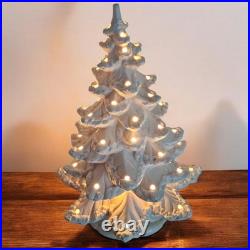 Vintage Atlantic Mold 3 Piece Ceramic Christmas Tree White Gloss & Flocked 18