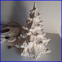 Vintage Atlantic Mold 3 Piece Ceramic Christmas Tree White Gloss & Flocked 18