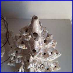 Vintage Atlantic Mold 3 Piece Ceramic Christmas Tree White Gloss & Flocked 18