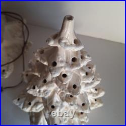 Vintage Atlantic Mold 3 Piece Ceramic Christmas Tree White Gloss & Flocked 18