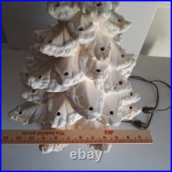 Vintage Atlantic Mold 3 Piece Ceramic Christmas Tree White Gloss & Flocked 18