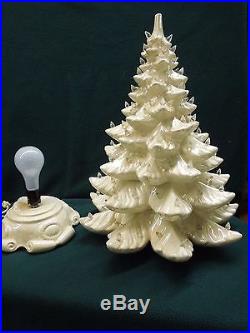 Vintage Atlantic Mold 3 Piece White Iridescent Ceramic Christmas Tree 22 Wow