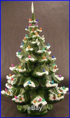 Vintage Atlantic Mold 3 Tier 23 Light Up Flocked Ceramic Christmas Tree VGC