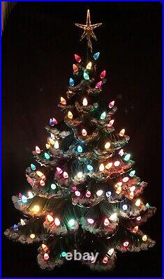 Vintage Atlantic Mold A64B Ceramic Lighted Christmas 22 Tree, Tons Of Lights