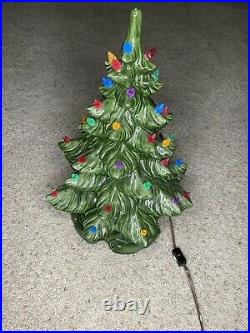 Vintage Atlantic Mold Antique Ceramic Christmas Tree withBase Lights Works