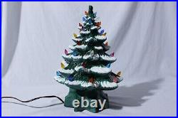 Vintage Atlantic Mold BH 79 Ceramic Christmas Tree 13 Snow-Flocked 2 PIece