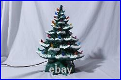 Vintage Atlantic Mold BH 79 Ceramic Christmas Tree 13 Snow-Flocked 2 PIece